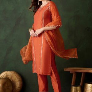 Floral Kurta & Trouser With Dupatta